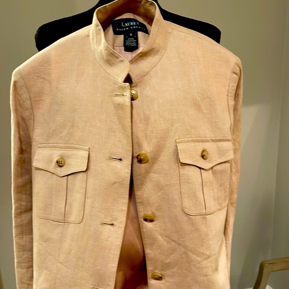 Lauren Ralph Lauren Other - Lauren Ralph Lauren 100% Linen Tan Pant Suit, Size 8 Jacket, 10 pants